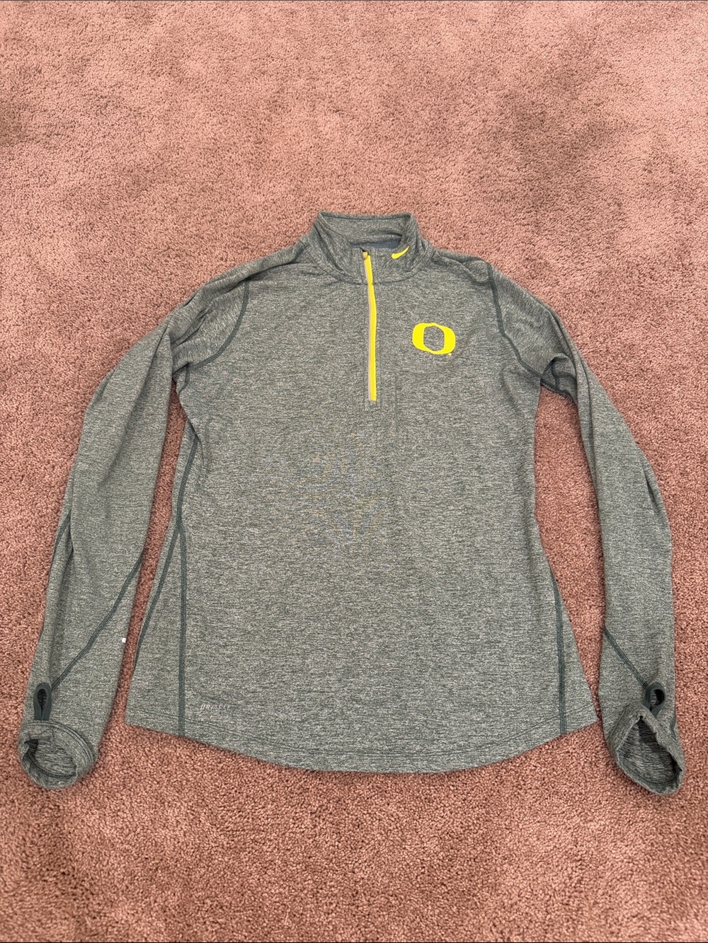 Nike Gray Quarter-Zip Pullover with Yellow Accents